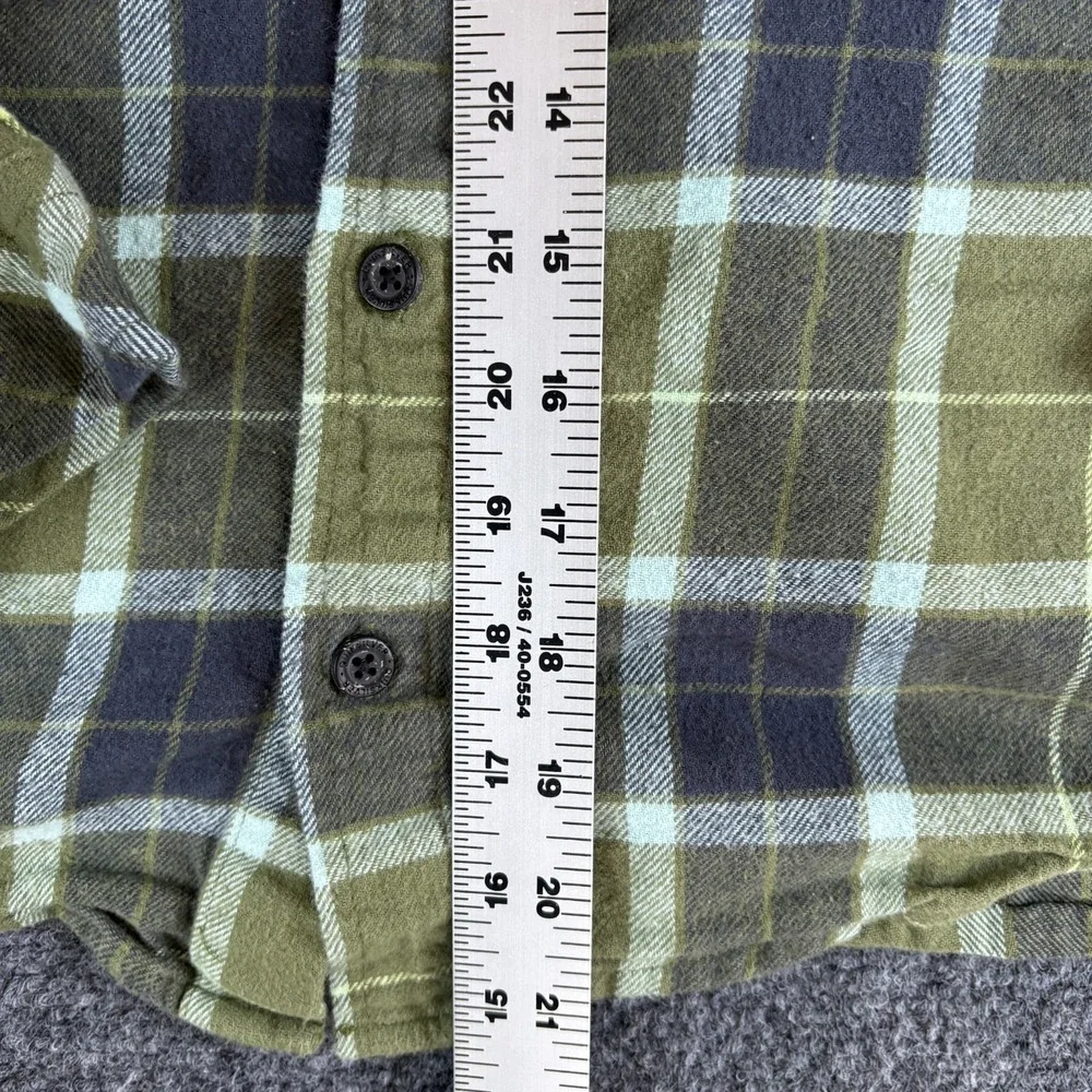 Quiksilver Shacket Boys Medium 10/12 Green Plaid Flannel Cotton Hooded Button Up